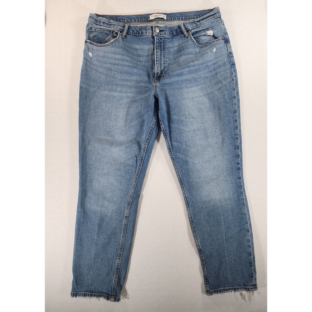 Abercrombie & Fitch The Skinny High Rise Womens 18R Distressed Hem Blue Jeans